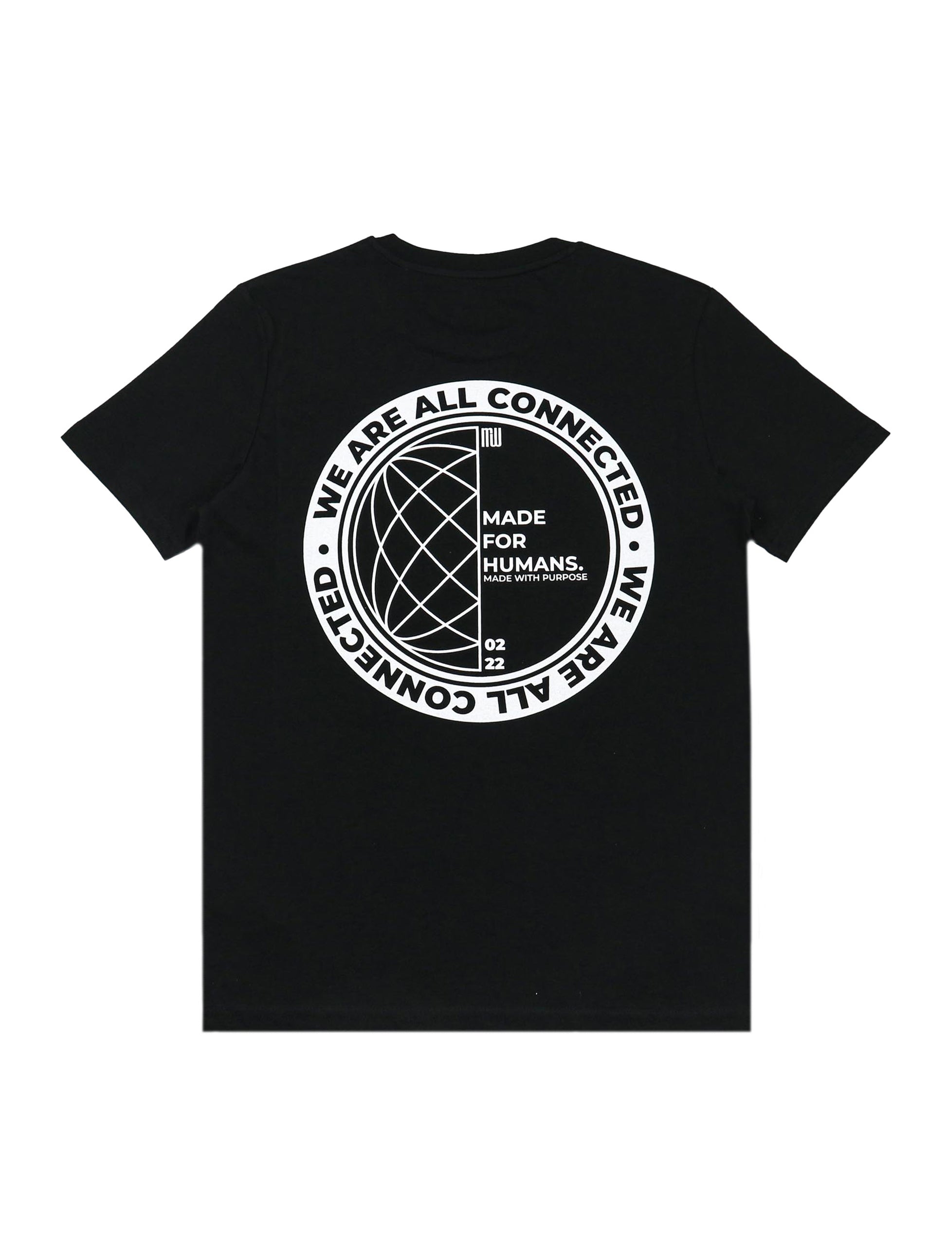 organic t-shirt black we are all connected