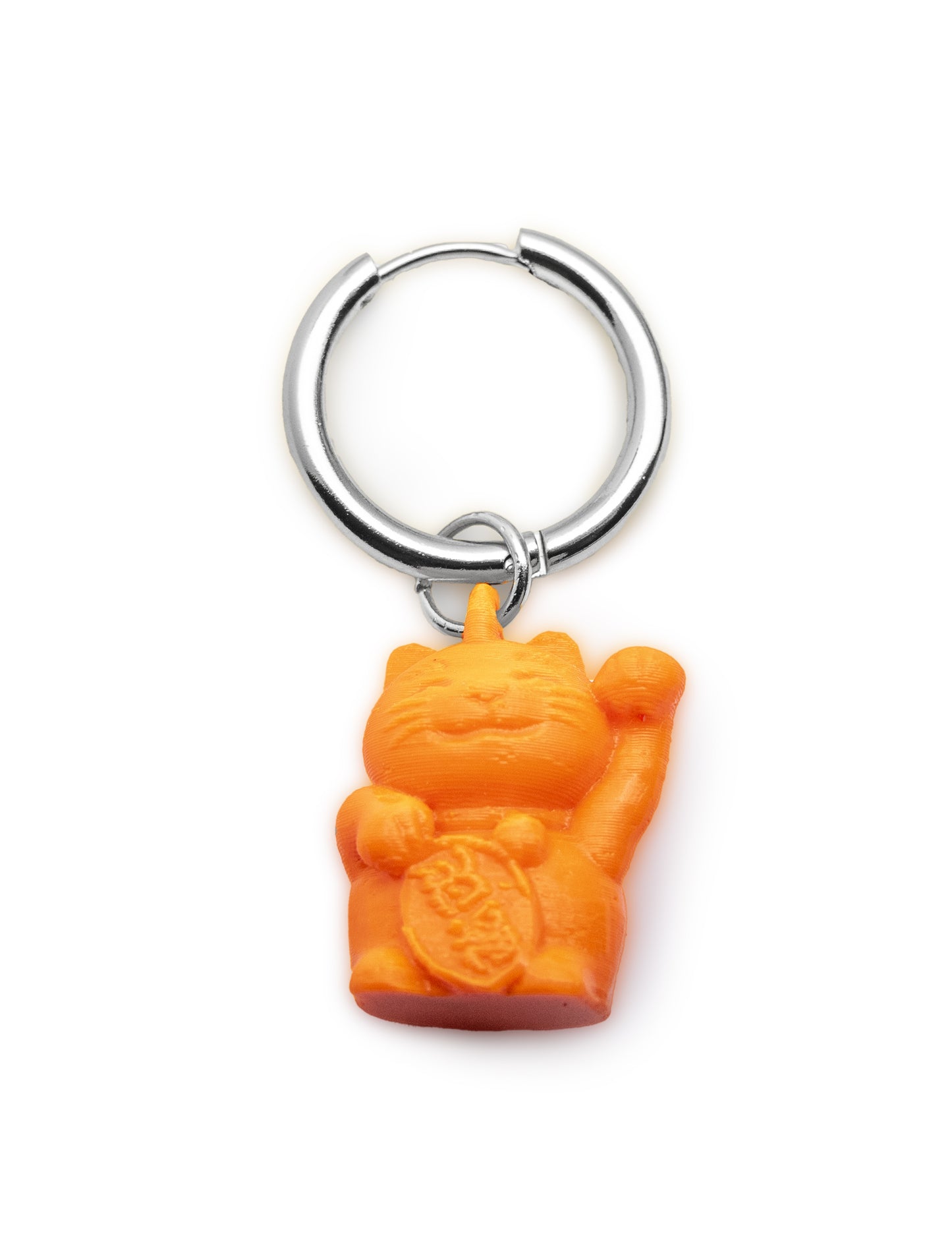 lucky cat orange plastic earring